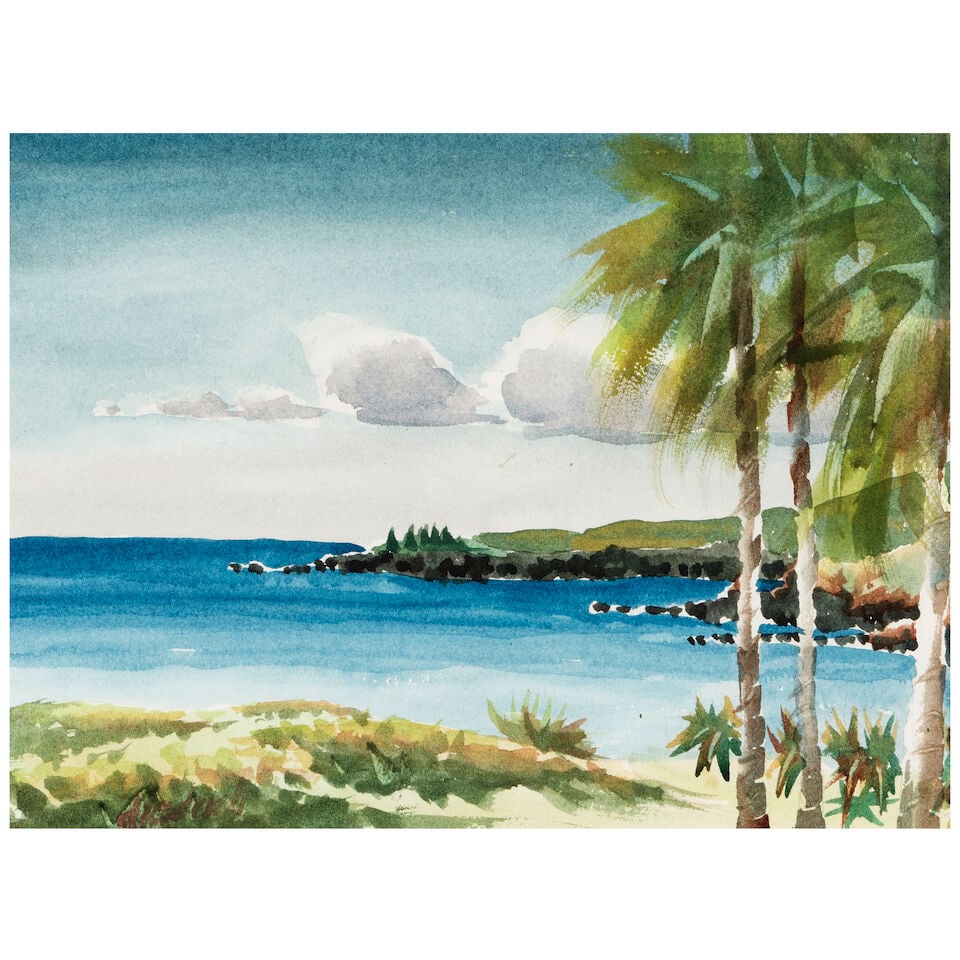 American School (20th Century) Beach Landscapes (a group of two) each sight 8 1/2 x 11 1/2 in. - 3