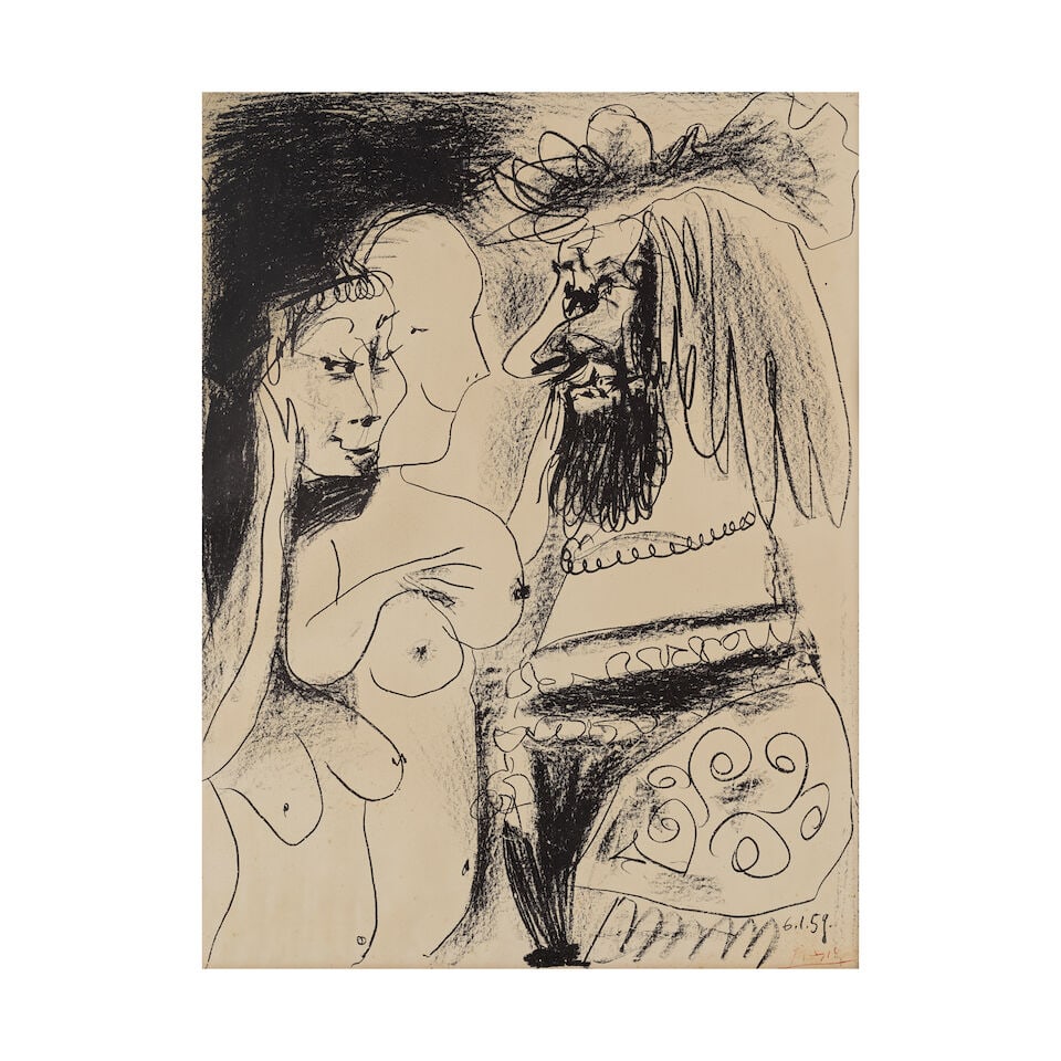 PABLO PICASSO (1881-1973) Le vieux roi, 1959 (Bloch, 869; Mourlot, 317)Lithographie sur vél...: PABLO PICASSO (1881-1973) Le vieux roi, 1959 (Bloch, 869; Mourlot, 317) Lithographie sur vélin d'Arches filigrané « Mourlot » Signée du cachet de la signature en rouge dans la