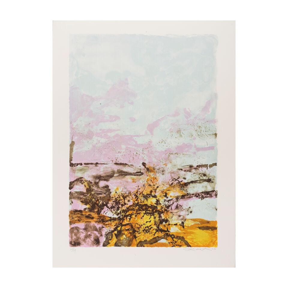 ZAO WOU-KI (1920-2013) Sans titre, 1998 (Agerup, 392)Lithographie en couleurs sur vélin d'A...: ZAO WOU-KI (1920-2013) Sans titre, 1998 (Agerup, 392) Lithographie en couleurs sur vélin d'Arches Signée, datée et numérotée 28/99 Imprimée par Art Estampe,