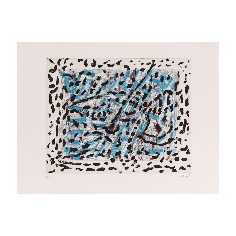 JEAN PAUL RIOPELLE (1923-2002) Les mouches à Marier, Planche 8, 1985 (Yseult Riopelle, 1985...: JEAN PAUL RIOPELLE (1923-2002) Les mouches à Marier, Planche 8, 1985 (Yseult Riopelle, 1985.32EST.GR.ALB) Eau-forte en couleurs sur Arches Signée et justifiée HC (75 épreuves