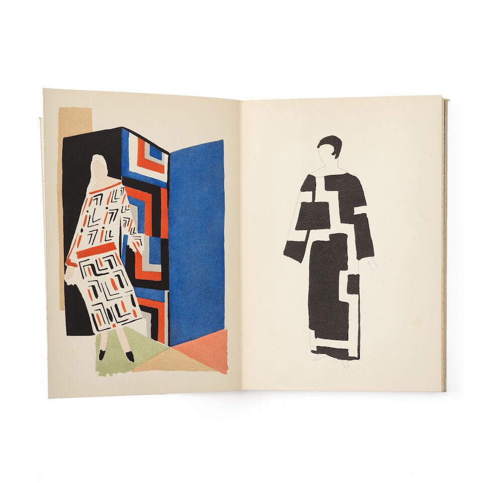 SONIA DELAUNAY (1885-1979) 27 tableaux vivants, Robes Poèmes, 1969 Livre-accordéon orn...: SONIA DELAUNAY (1885-1979) 27 tableaux vivants, Robes Poèmes, 1969 Livre-accordéon orné de 27 «robes poèmes» reproduites en couleurs au pochoir par les ateliers