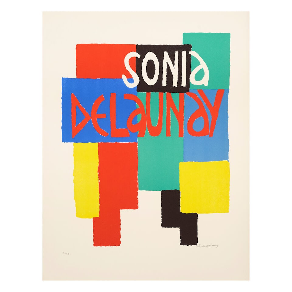 SONIA DELAUNAY (1885-1979) Musée de Grenoble, circa 1970 Lithographie en couleurs sur v...: SONIA DELAUNAY (1885-1979) Musée de Grenoble, circa 1970 Lithographie en couleurs sur vélin d'Arches Signée et numérotée 3/75 65 x 50 cm Colour lithograph on wove paper,