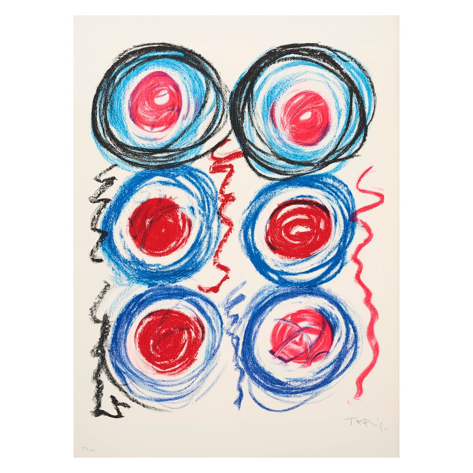 TAKIS (PANAYIOTIS VASSILAKIS) (1925-2019) Signaux, 1989 Lithographie en couleurs sur Arches Sign...: TAKIS (PANAYIOTIS VASSILAKIS) (1925-2019) Signaux, 1989 Lithographie en couleurs sur Arches Signée et numérotée 50/160 76 x 50 cm Color lithograph on Arches paper, signed and numbered