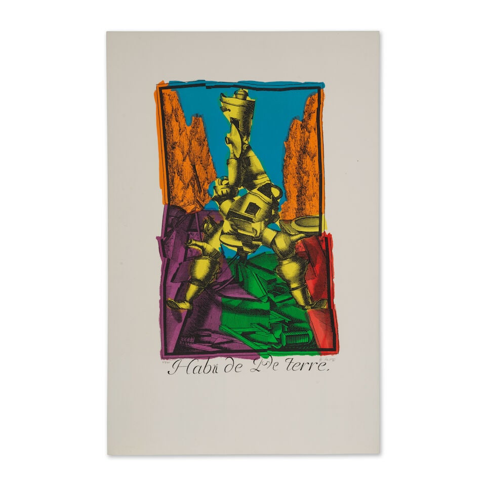 JIRI KOLAR (1914-2002) Le potier, 1986 Lithographie en couleurs sur vélin d'ArchesSigné...: JIRI KOLAR (1914-2002) Le potier, 1986 Lithographie en couleurs sur vélin d'Arches Signée, datée et numérotée 27/75 90 x 58,5 cm Colour lithograph on Arches wove paper,