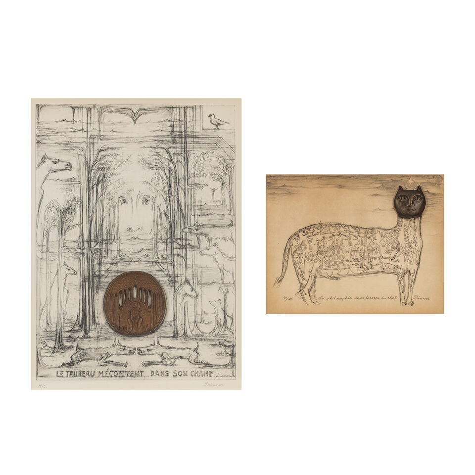 ANTON PRINNER (1902-1983) Ensemble de deux lithographies La Philosophie dans le corps du chat, ... (1 of 1)