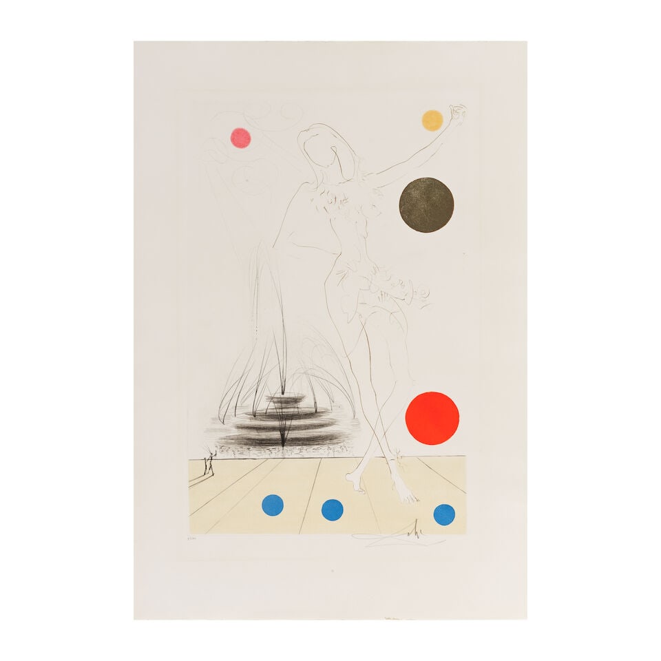 SALVADOR DALÍ (1904-1989) Buckingham Fountain, 1972 (Michler et Löpsinger, 530; Field...: SALVADOR DALÍ (1904-1989) Buckingham Fountain, 1972 (Michler et Löpsinger, 530; Field, 75-6B) Tirée de la série Visions of Chicago Pointe-sèche et pochoir en