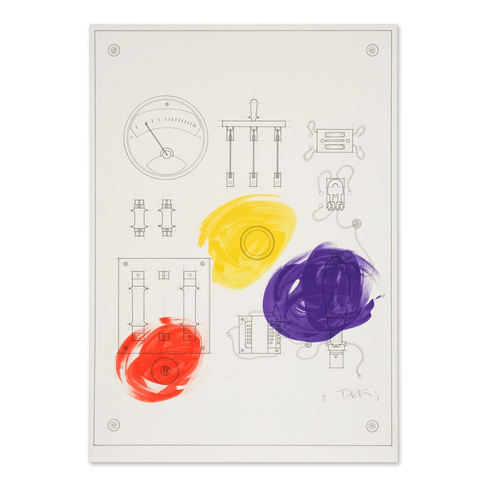 VASSILAKIS TAKIS (1925-2019) Sans titre - circa 1970 Lithographie en couleursSignée et num&...: VASSILAKIS TAKIS (1925-2019) Sans titre - circa 1970 Lithographie en couleurs Signée et numérotée 62/150 74 x 52 cm Lithograph on paper, signed and numbered 62/150 This lot is subject