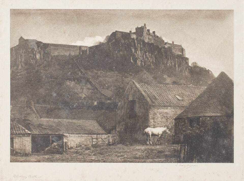 James Craig Annan (Scottish, 1864-1946) Stirling Castle (and a watercolour of a bridge over a Hi... - 2