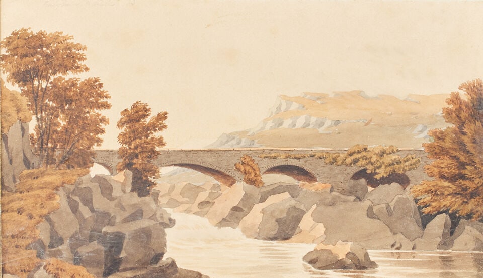 James Craig Annan (Scottish, 1864-1946) Stirling Castle (and a watercolour of a bridge over a Hi... - 3