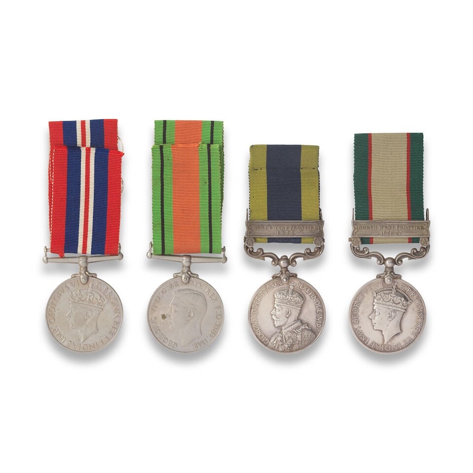 The group of Four medals to Lieutenant E. Maxwell, Argyll and Sutherland Highlanders,: The group of Four medals to Lieutenant E. Maxwell, Argyll and Sutherland Highlanders, India General Service 1908-35, 1 clasp, North West Frontier 1935 (Lieut. E. Maxwell. A. & S.H.); India General