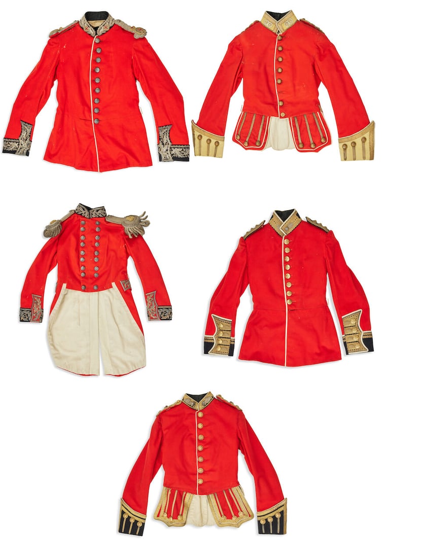Five Military jackets and doublets (5): Five Military jackets and doublets Late 19th/20th century Comprising an Argyll & Sutherland Highlanders officers full dress doublet tunic, with epaulette for a second Lieutenant; a Royal Scots dress
