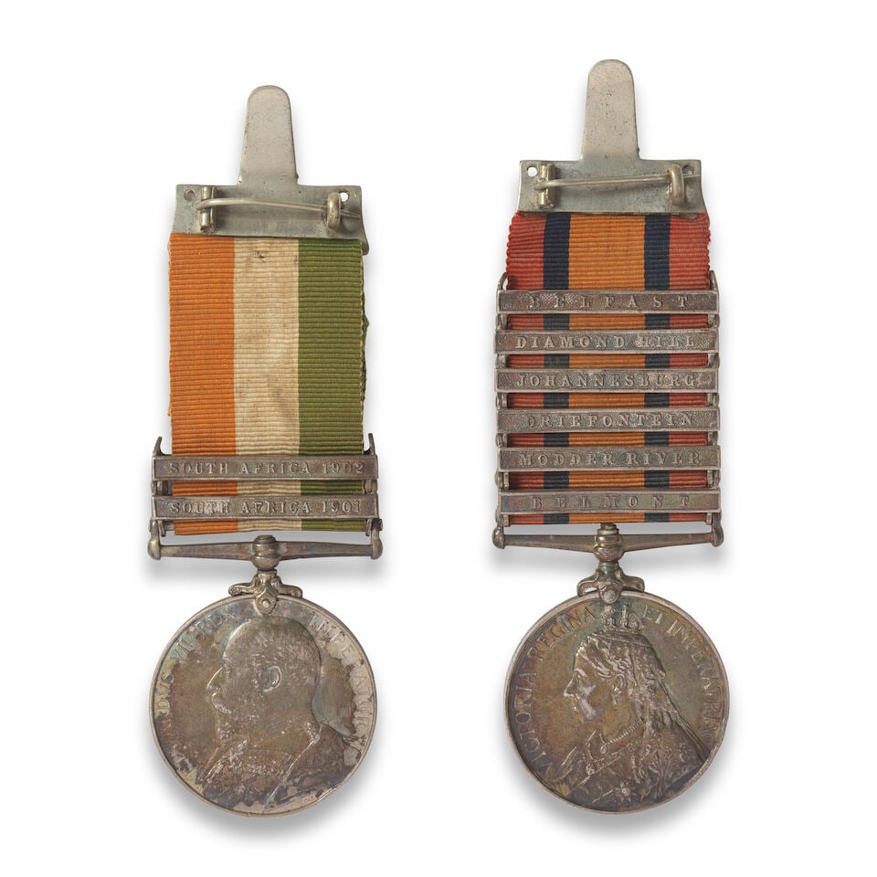 The Pair of medals to Private G. B. Webb, Grenadier Guards,: The Pair of medals to Private G. B. Webb, Grenadier Guards, Queen's South Africa 1899-1902, 6 clasps, Belmont, Modder River, Driefontein, Johannesburg, Diamond Hill, Belfast (5834 Pte G. B. Webb,