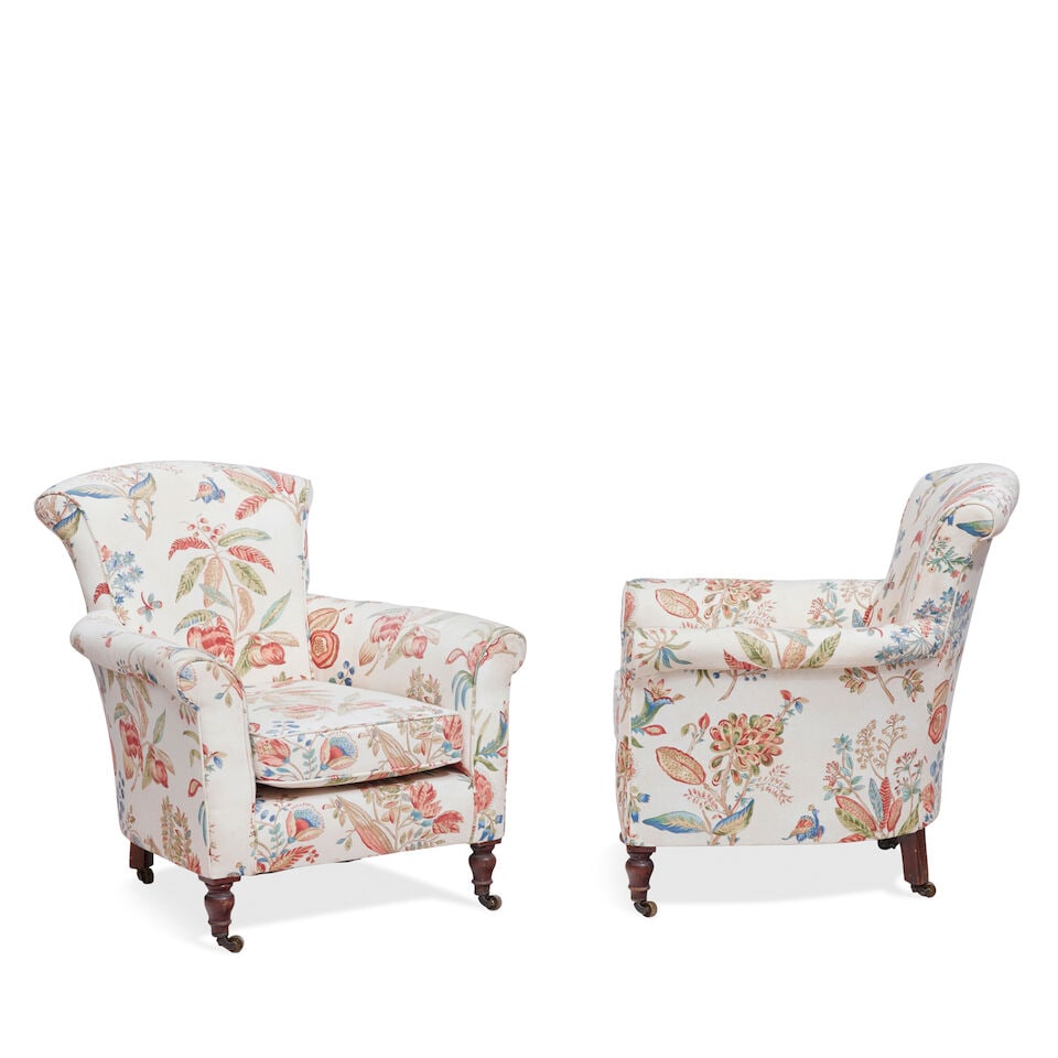 A pair of Victorian upholstered easy armchairs Second half 19th century (2) - 2