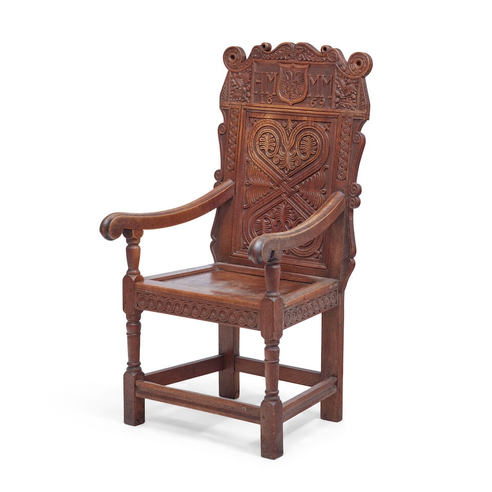 A Victorian carved oak wainscot armchair Third quarter 19th century, in the 17th century style - 2