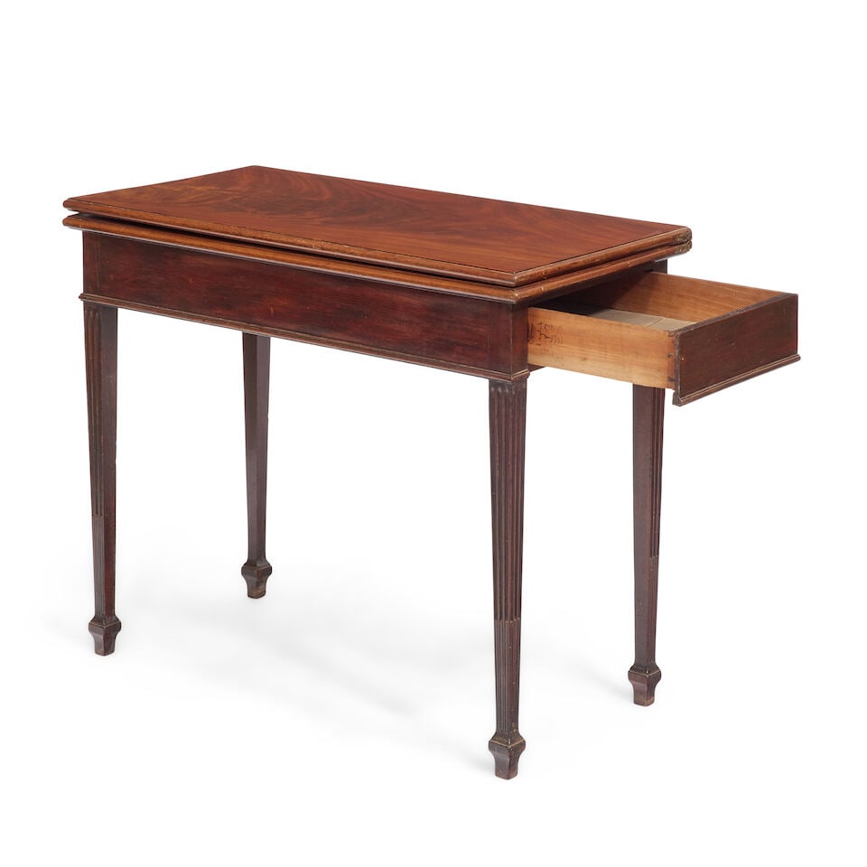 A near pair of George III mahogany card and tea tables Early 19th century (2) - 2