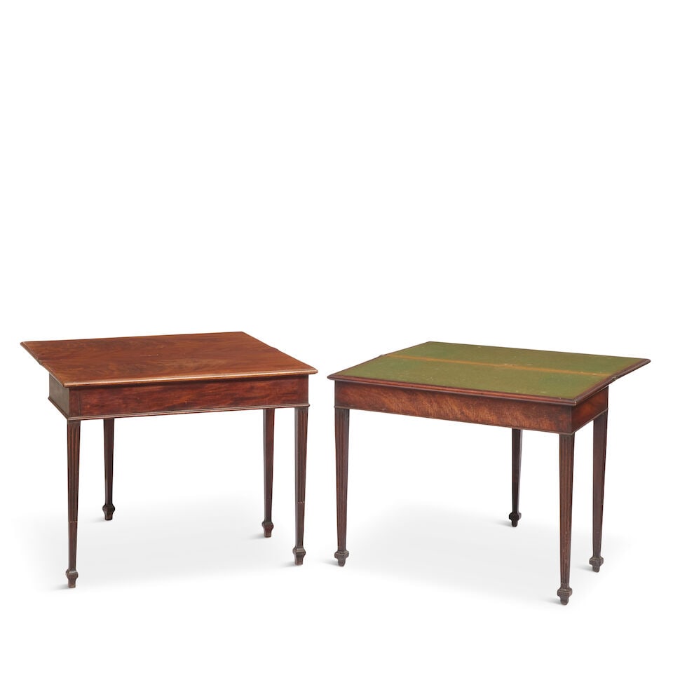 A near pair of George III mahogany card and tea tables Early 19th century (2) - 3