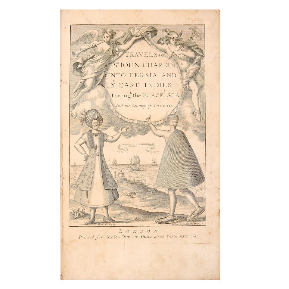 CHARDIN (JOHN) The Travels of Sir John Chardin into Persia and the East Indies, FIRST EDITION, M...: CHARDIN (JOHN) The Travels of Sir John Chardin into Persia and the East Indies, FIRST EDITION, engraved portrait frontispiece, additional pictorial title, title-vignette, head- & tail-pieces,