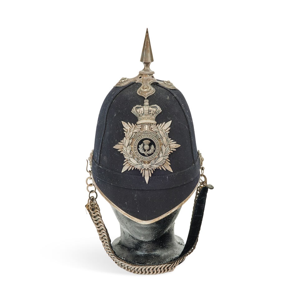 An Officer's Home Service blue cloth helmet of The Prince Regent's Royal Ayr & Wigtown Militia - 3
