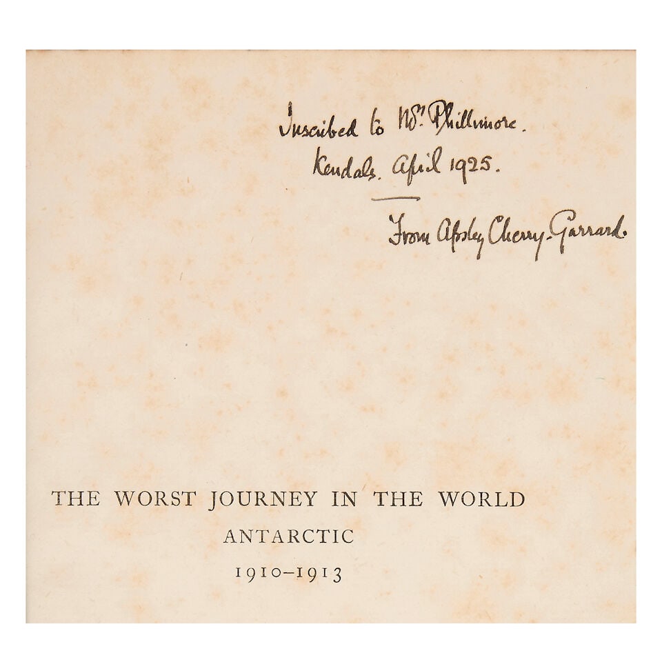CHERRY-GARRARD (APSLEY) The Worst Journey in the World, 2 vol., FIRST EDITION, AUTHOR'S PRESENTA... - 3