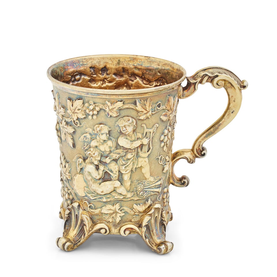 Edward Adolphus Seymour Maxwell's silver gilt Christening mug By John Samuel Hunt, London, 1849,... - 2