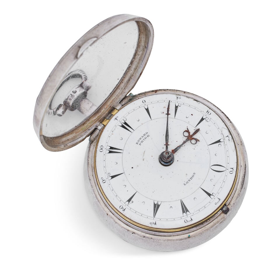 Edward Prior. A 19th century silver pair case pocket watch made for the Turkish market1842 - 3