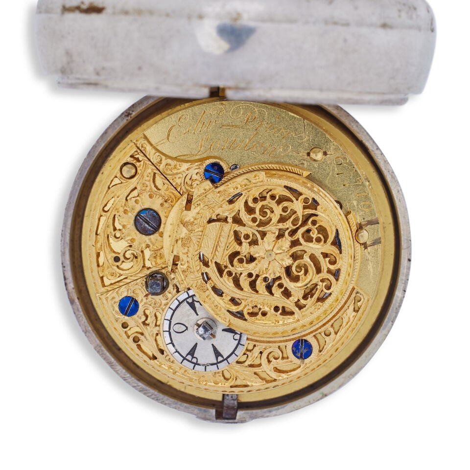 Edward Prior. A 19th century silver pair case pocket watch made for the Turkish market1842 - 5