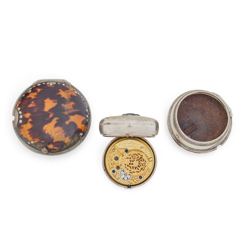 Edward Prior. A 19th century silver pair case pocket watch made for the Turkish market1842 - 6