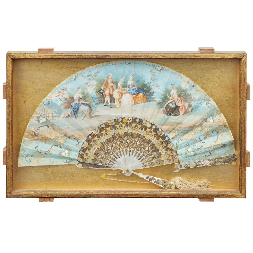 Four cased Continental folding marriage fans Possibly Italian, circa 1800 - 4