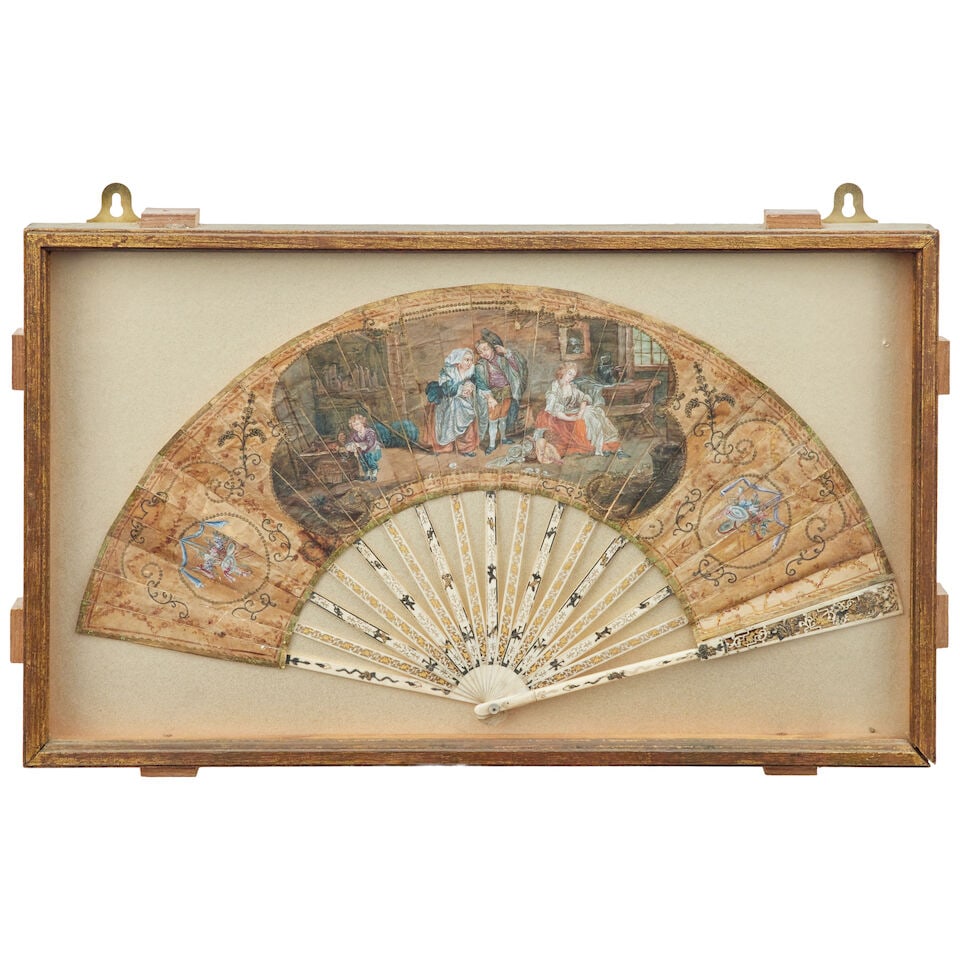 Four cased Continental folding marriage fans Possibly Italian, circa 1800 - 5