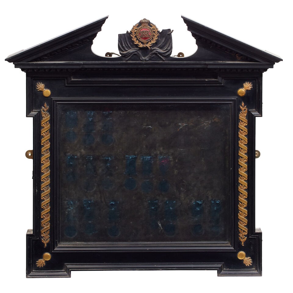A pair of Victorian ebonised medal cabinetsSecond half 19th century in the George II style (2) - 2