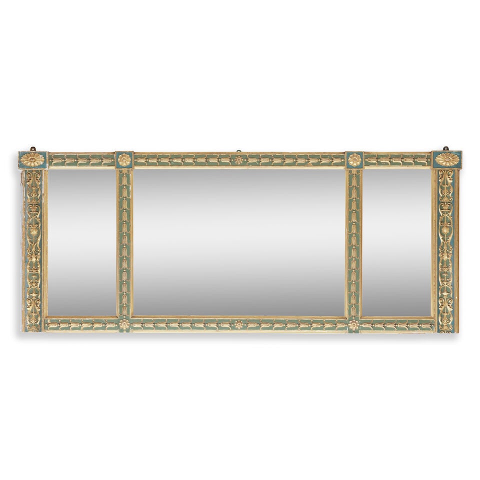 A large painted and carved giltwood and gesso pier mirror 19th century and adapted - 2