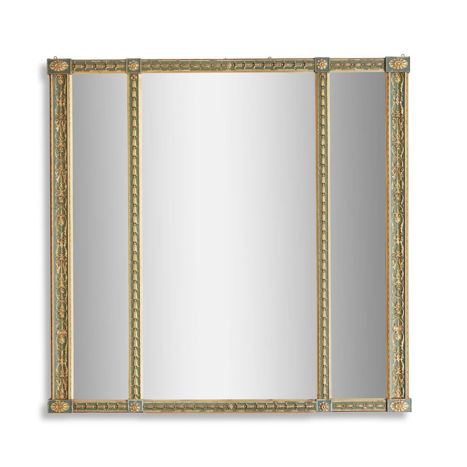 A large painted and carved giltwood and gesso pier mirror 19th century and adapted - 3