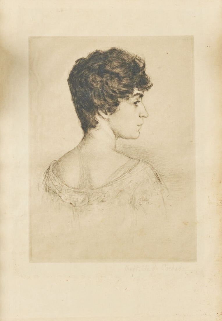 Sir Herbert Maxwell (British, 1845-1937) A profile sketch of possibly Lady Mary Maxwell (And a c... - 4