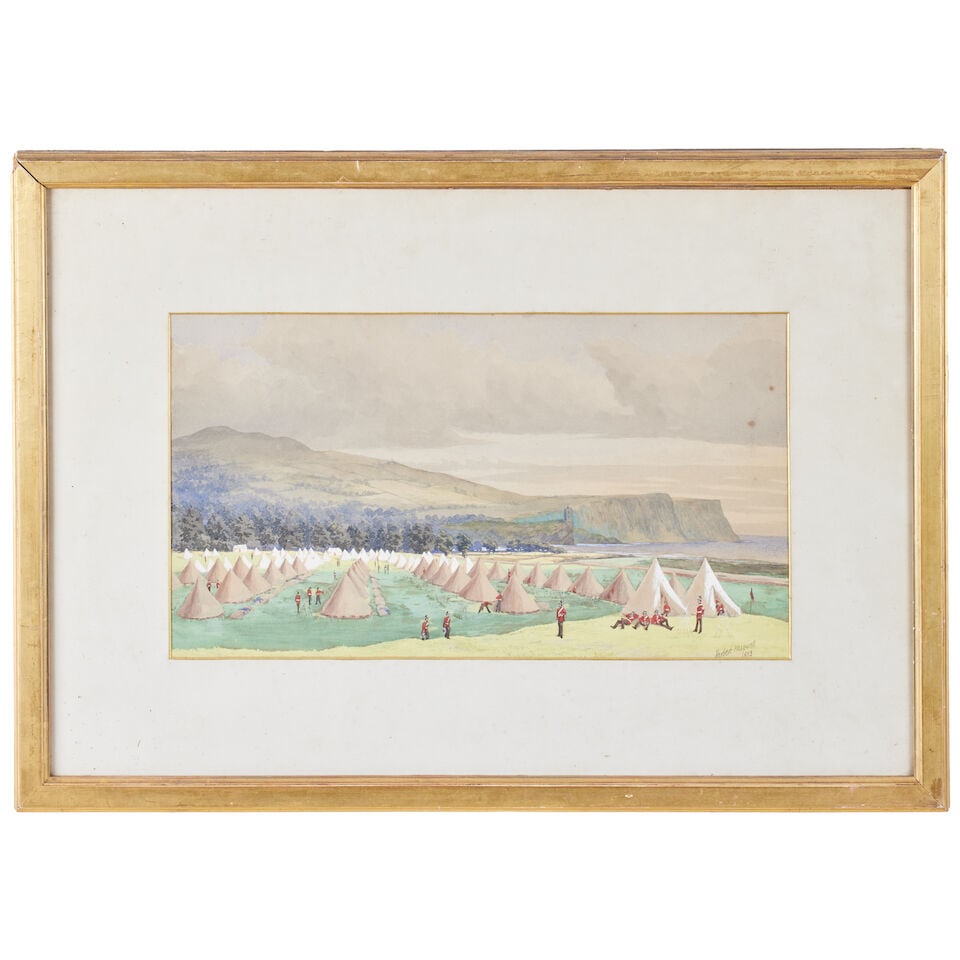 Sir Herbert Maxwell (British, 1845-1937) Shepherd with sheep grazing amongst pine trees (Togethe... - 6