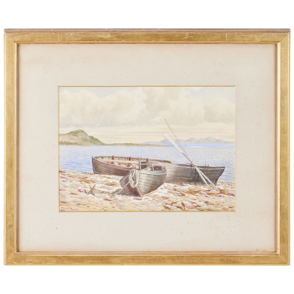 Sir Herbert Maxwell (British, 1845-1937) Shepherd with sheep grazing amongst pine trees (Togethe... - 8