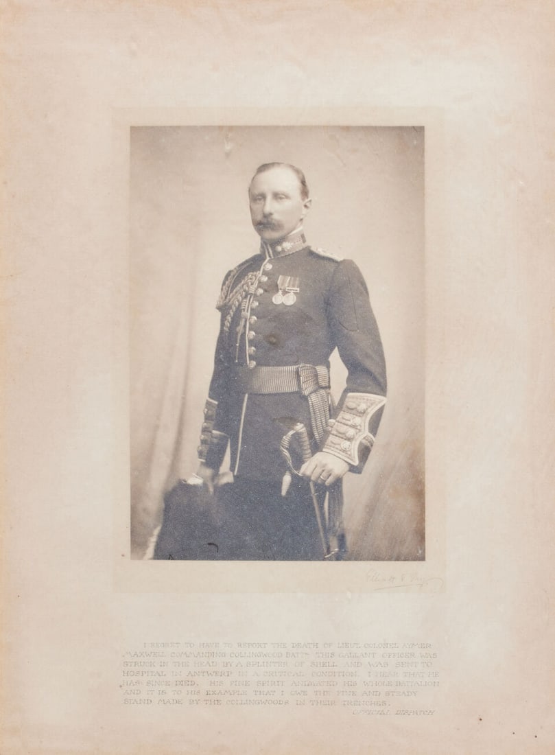 Portrait photograph of Aymer Maxwell in Military uniform The frame mounted with a gilt-metal 'Re... - 2