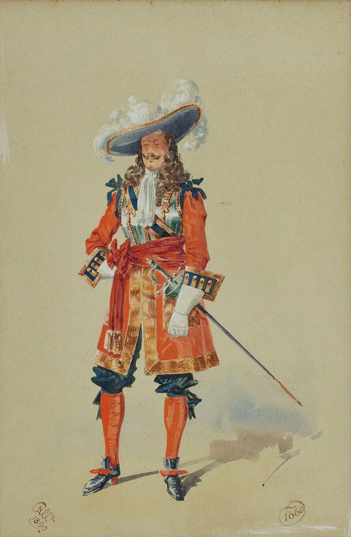 Reginald Augustus Wymer (British, 1849-1935) Military uniforms from 1660, a set of five (And two... - 2