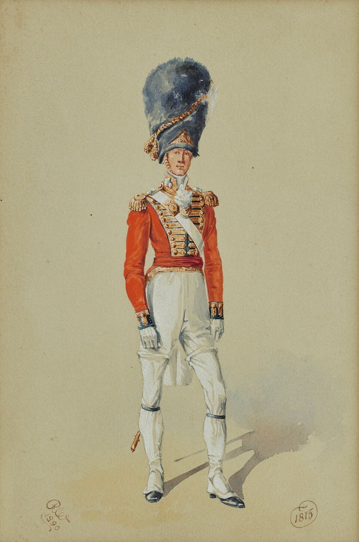 Reginald Augustus Wymer (British, 1849-1935) Military uniforms from 1660, a set of five (And two... - 4