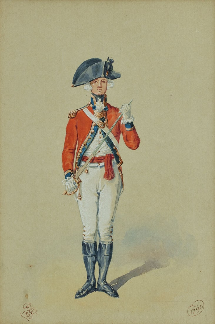 Reginald Augustus Wymer (British, 1849-1935) Military uniforms from 1660, a set of five (And two... - 5