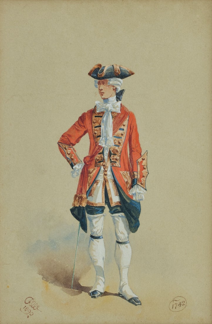 Reginald Augustus Wymer (British, 1849-1935) Military uniforms from 1660, a set of five (And two... - 6