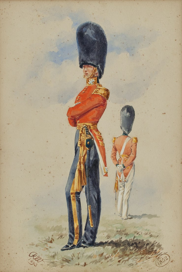 Reginald Augustus Wymer (British, 1849-1935) Military uniforms from 1660, a set of five (And two... - 7