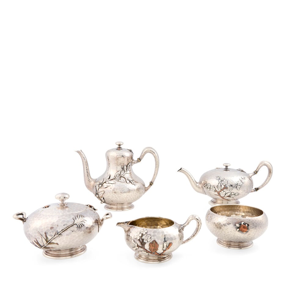 Five-piece Whiting Sterling Silver and Mixed Metal Tea and Coffee Service, (1 of 5)
