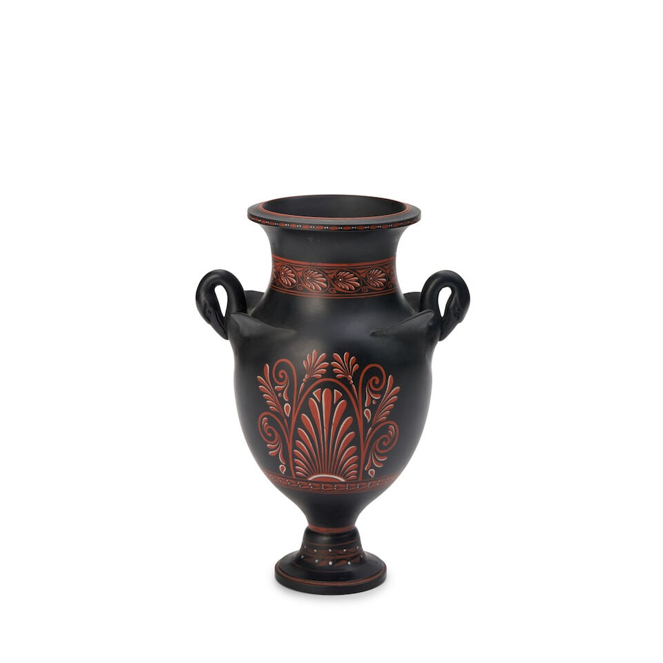 Wedgwood Encaustic Decorated Black Basalt Vase, England, early 19th century, - 2