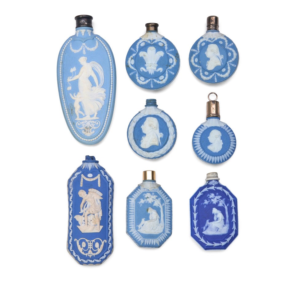 Collection of Eight Wedgwood Blue Jasper Perfumes, England, late 18th/19th century, - 2