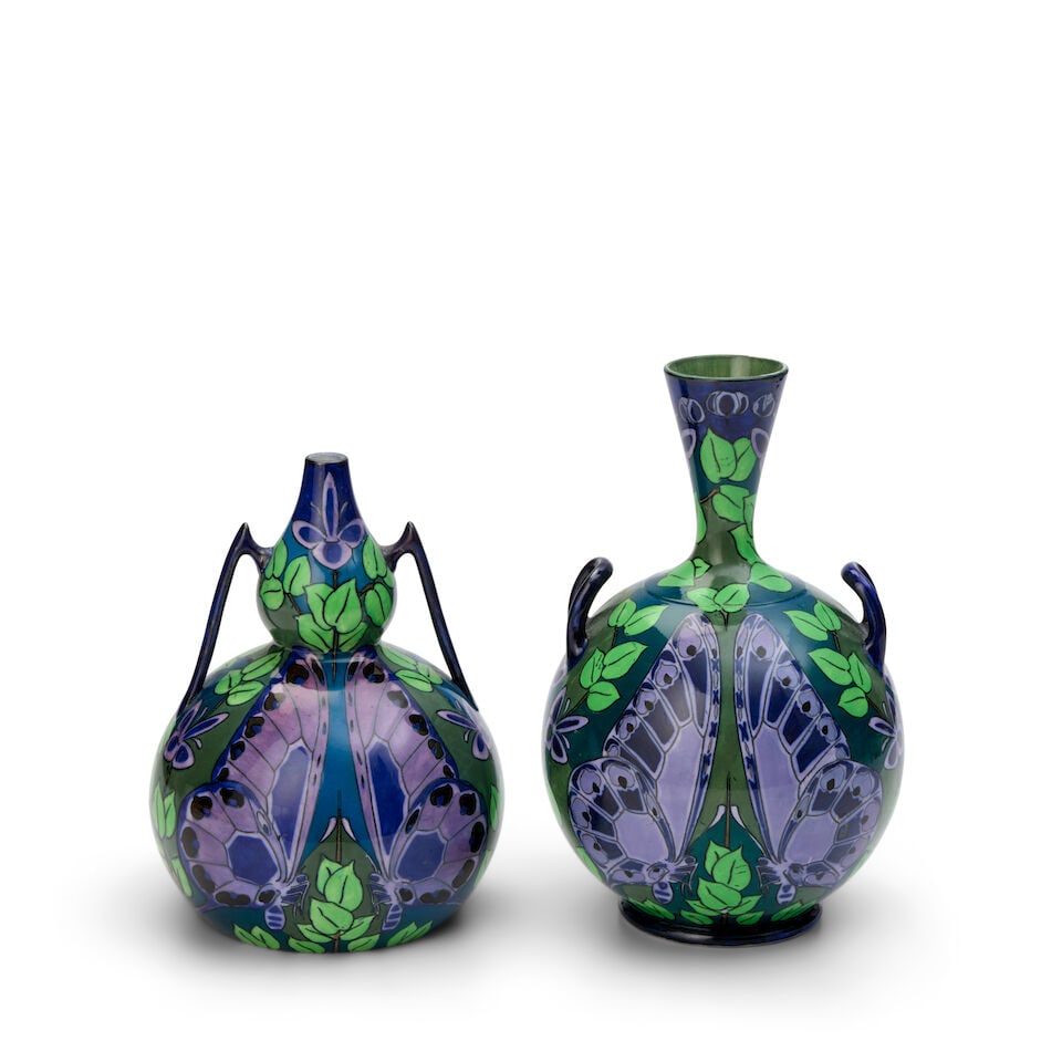 Two Wedgwood Lindsay Ware Butterfly Vases, England, c. 1901, (1 of 2)
