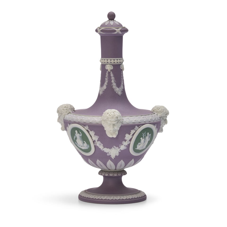 Wedgwood Tricolor Jasper Dip Barber Bottle and Cover, England, 19th century, - 2