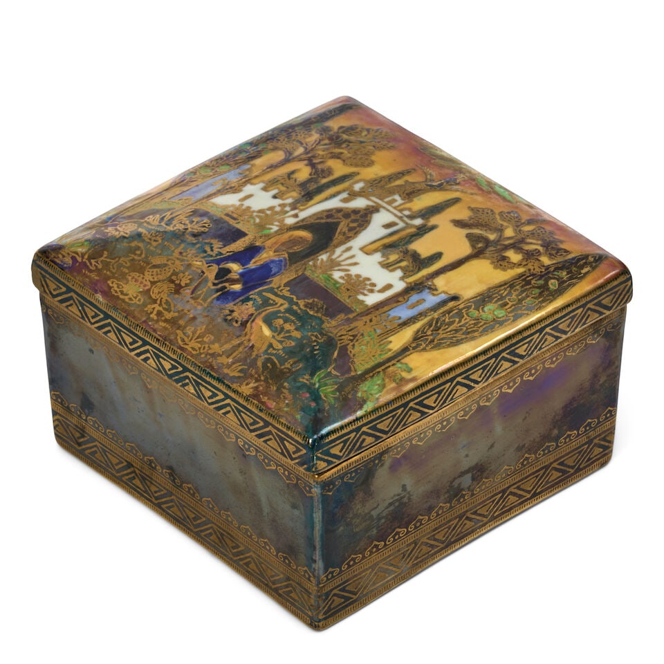 Wedgwood Fairyland Lustre Nizami Box & Cover, England, c. 1930, - 3