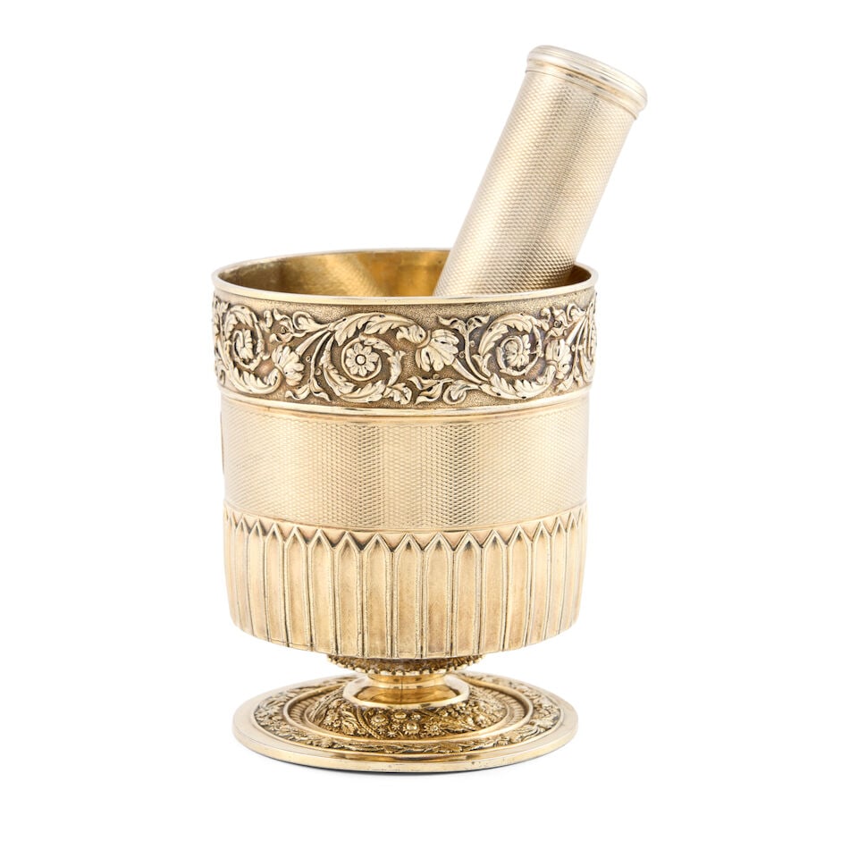 George III Sterling Silvergilt Shaving Beaker with Associated Brush, - 2