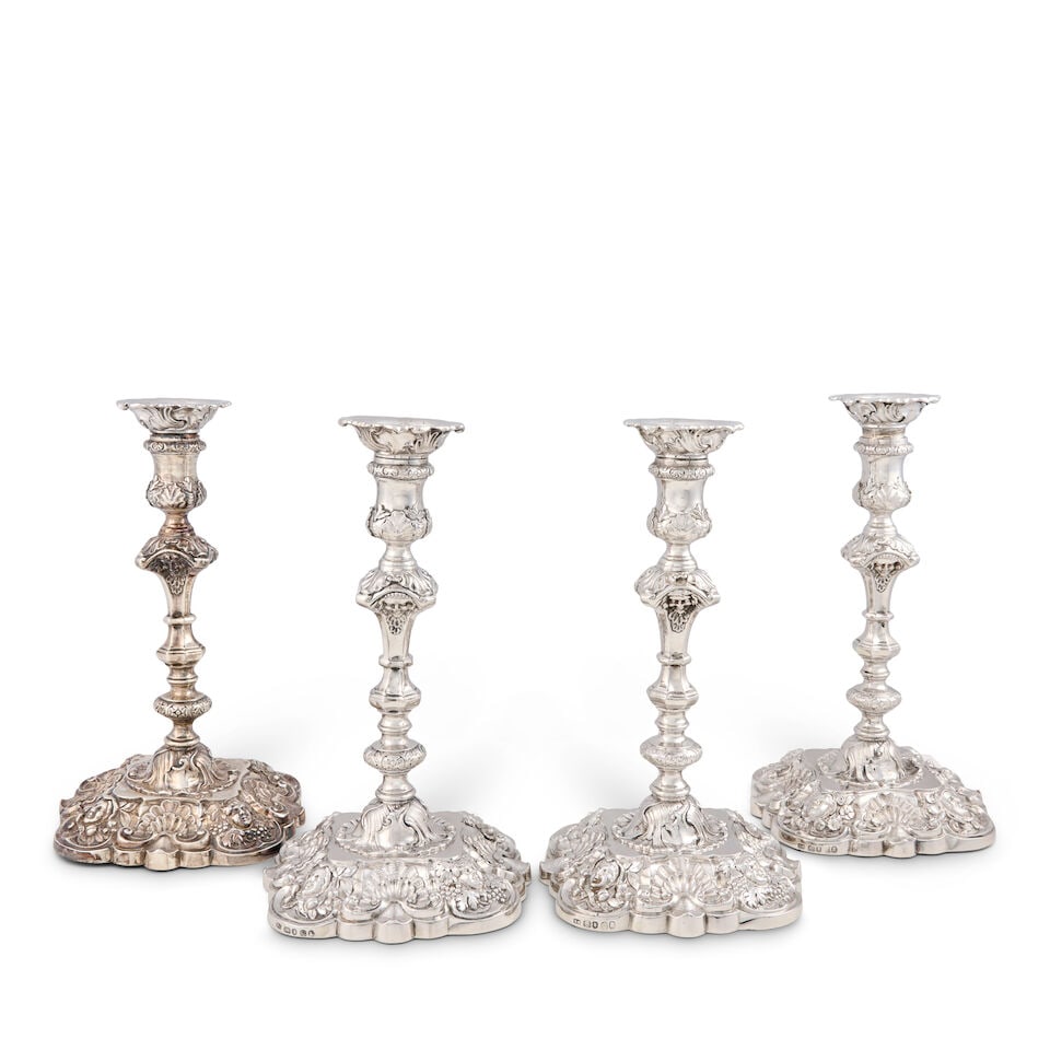 Four George III Sterling Silver Candlesticks, (1 of 3)