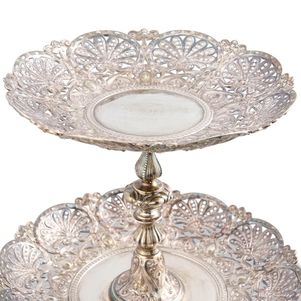 Victorian Sterling Silver Two-tier Epergne, - 2